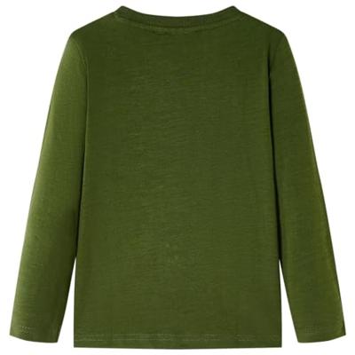 Kindershirt met lange mouwen helmprint 116 donkerkakikleurig - thumbnail