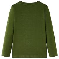 Kindershirt met lange mouwen helmprint 140 donkerkakikleurig - thumbnail