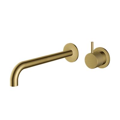 Hotbath Cobber X - Wastafelmengkraan - zonder Waste - Laag - Geborsteld Messing PVD - Inbouw - Messing - V02