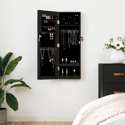 VidaXL Sieradenkast met spiegel wandgemonteerd 30x8,5x90 cm zwart VidaXL Sieradenkast met spiegel wandgemonteerd 30x8,5x90 cm zwart