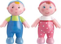 Little Friends poppenhuisbaby's Marie en Max meisjes 6 cm blauw/roze - thumbnail