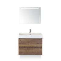 Maxx XL Badmeubelset 80 cm - Tabacco - Wastafel Kube 1 kraangat - met Sence Spiegel - thumbnail