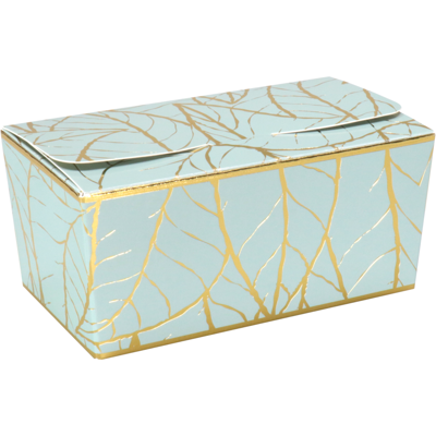 Ballotin | Leaves | karton + PP | 250gr | 113x62x55mm | groen/goud | 200 stuks