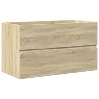 3-delige Badkamermeubelset bewerkt hout sonoma eikenkleurig - thumbnail
