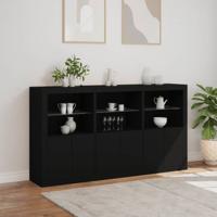 Dressoir met LED-verlichting 181,5x37x100 cm zwart - thumbnail