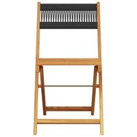Bistrostoelen 2 st massief acaciahout en polypropeen zwart - thumbnail