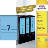 Avery Zweckform L4763-20 ordnerrugetiketten ft 19,2 x 3,8 cm (b x h), 140 etiketten, blauw - thumbnail