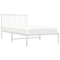 Bedframe met hoofdbord metaal wit 100x190 cm - thumbnail