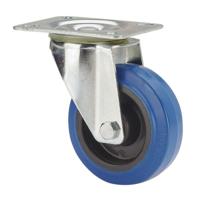 Rueda Ruedas Alex Blauw Rubber Poliamix 80 kg draaibaar - thumbnail