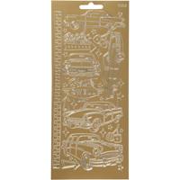 Creativ Company Stickers, auto&apos;s, vel 10x23 cm, goud, 1 vel - thumbnail