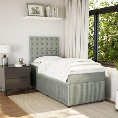 Boxspring met matras fluweel lichtgrijs 140x200 cm