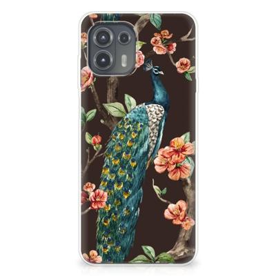Motorola Edge 20 Lite | TPU Hoesje | Pauw met Bloemen Motorola Edge 20 Lite | TPU Hoesje | Pauw met Bloemen
