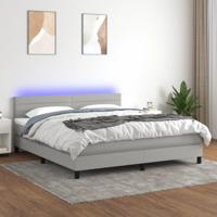 Boxspring met matras en LED stof lichtgrijs 160x200 cm - thumbnail