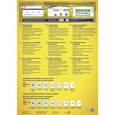 Avery-Zweckform L7911-40 Folie-etiketten 45.7 x 21.1 mm Polyethyleen folie Wit 1920 stuk(s) Permanent hechtend Laser (kleur), Laser (zwart/wit), Kopiëren - thumbnail