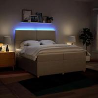 Boxspring met matras stof crèmekleurig 200x200 cm - thumbnail