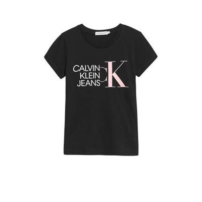 CALVIN KLEIN JEANS T-shirt van biologisch katoen zwart/wit/lichtroze CALVIN KLEIN JEANS T-shirt van biologisch katoen zwart/wit/lichtroze