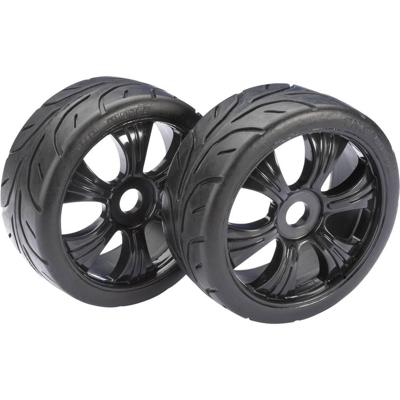 Absima onroad banden op 6 spaaks velgen voor 1/8 buggy - Zwart
