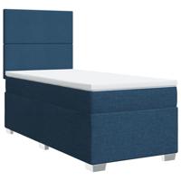 Boxspring met matras stof blauw 140x200 cm - thumbnail
