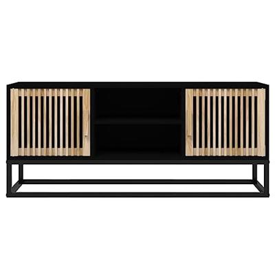 Tv-meubel 105x30x45 cm bewerkt hout en ijzer zwart