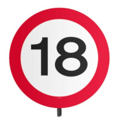 Tuinbord Verkeersbord 18 jaar
