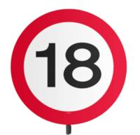 Tuinbord Verkeersbord 18 jaar - thumbnail