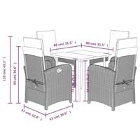 5-delige Tuinset met kussens poly rattan grijs - thumbnail