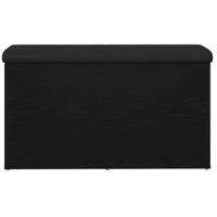 Opslagbank met kussen Zwart Eiken 82 x 42 x 45 cm Bewerkt hout - thumbnail