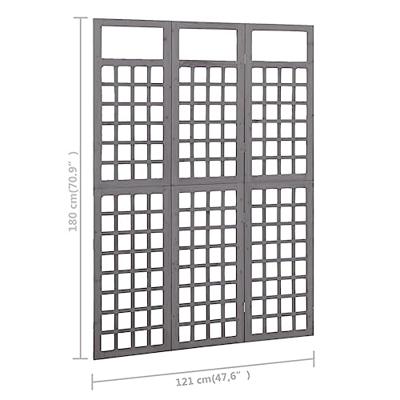 VidaXL Kamerscherm/trellis met 3 panelen 121x180 cm vurenhout grijs