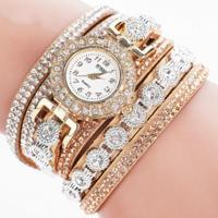 2 PC'S kleine Dial Diamond-plated kronkelende armband quartz horloge (melkachtig wit) - thumbnail