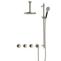 Hotbath Cobber X - CX7067 - Inbouw Regendoucheset - Geborsteld Nikkel - 2 Stopkranen - Thermostatisch - Plafondbuis 15 cm - Hoofddouche 200 mm - Ronde Handdouche 3 Standen - Glijstang 900 mm - Waterbesparend - thumbnail