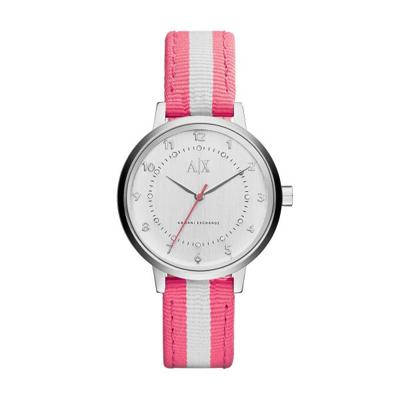 Horlogeband Armani Exchange AX5364 Leder/Textiel Roze 16mm
