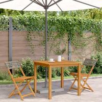 Bistrostoelen 2 st massief acaciahout en poly rattan grijs - thumbnail