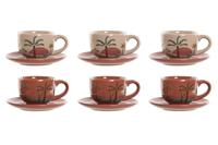 Set van koffiekopjes Home ESPRIT Geel Beige Terra cotta Lila Metaal Dolomite 180 ml - thumbnail