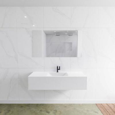 Badkamermeubelset Mondiaz LAGOM 130 cm Gecentreerde Waskom Solid Met 1 Kraangat Mat Wit (1 lade) Badkamermeubelset Mondiaz LAGOM 130 cm Gecentreerde Waskom Solid Met 1 Kraangat Mat Wit (1 lade)
