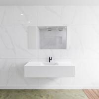 Badkamermeubelset Mondiaz LAGOM 130 cm Gecentreerde Waskom Solid Met 1 Kraangat Mat Wit (1 lade) - thumbnail