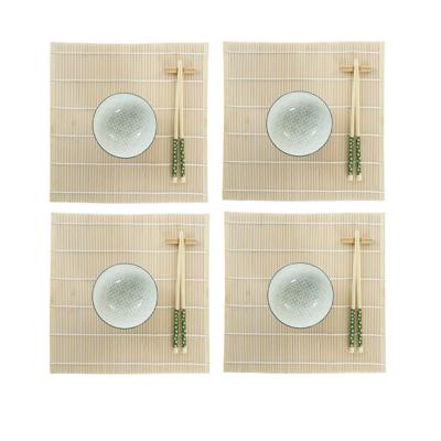 Sushi-set DKD Home Decor 14,5 x 14,5 x 31 cm Groen Keramiek Orientaals (16 Onderdelen)