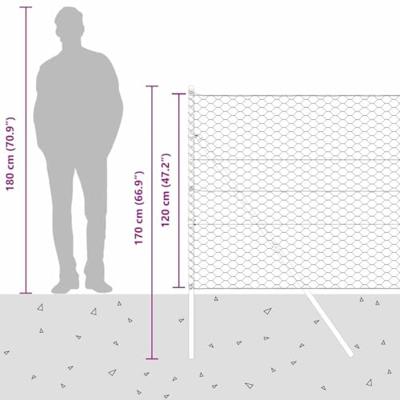 VidaXL Afrasteringspaal zilver 10 x 1,2 m (50 mm gaas) staal