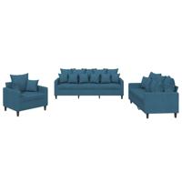 3-delige Loungeset met kussens fluweel blauw - thumbnail