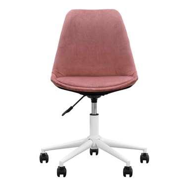 Bureaustoel Senja - velvet - roze - wit metaal