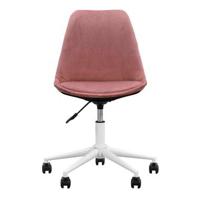 Bureaustoel Senja - velvet - roze - wit metaal - thumbnail