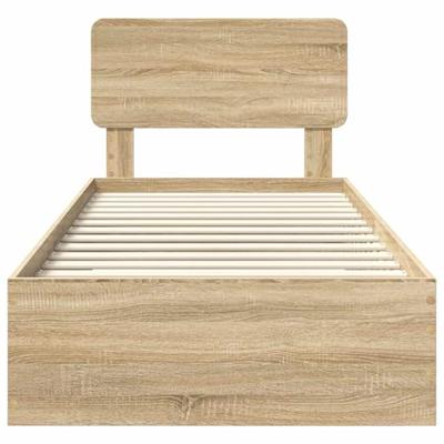 Bedframe met hoofdeinde Sonoma Eiken 75 x 190 cm Bewerkt hout