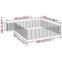 Hondenkennel 42 panelen 50x100 cm gepoedercoat staal zwart - thumbnail