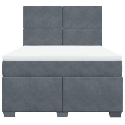 Boxspring met matras fluweel donkergrijs 140x190 cm