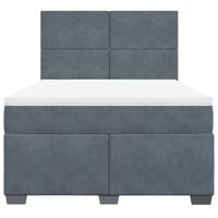 Boxspring met matras fluweel donkergrijs 140x190 cm - thumbnail