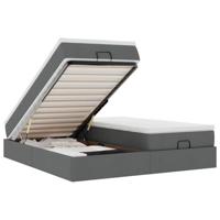 Ottoman bed met matrassen 200x200cm stof donkergrijs - thumbnail