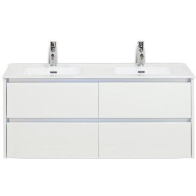 Dante Badmeubelset 120 cm - 4 Laden Wit Hoogglans - Keramische Wastafel Wit Cover