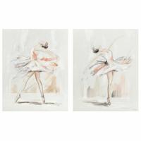 Schilderij DKD Home Decor 80 x 3,7 x 100 cm Balletdanseres Romantiek (2 Stuks) - thumbnail