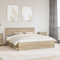 Bedframe met hoofdeinde Sonoma 200 x 200 cm Bewerkt hout - thumbnail