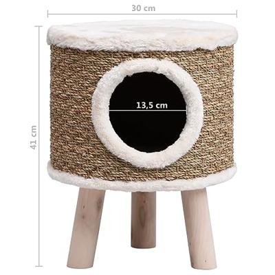 VidaXL Kattenhuis met houten poten 41 cm zeegras VidaXL Kattenhuis met houten poten 41 cm zeegras