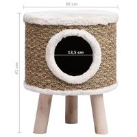 VidaXL Kattenhuis met houten poten 41 cm zeegras - thumbnail